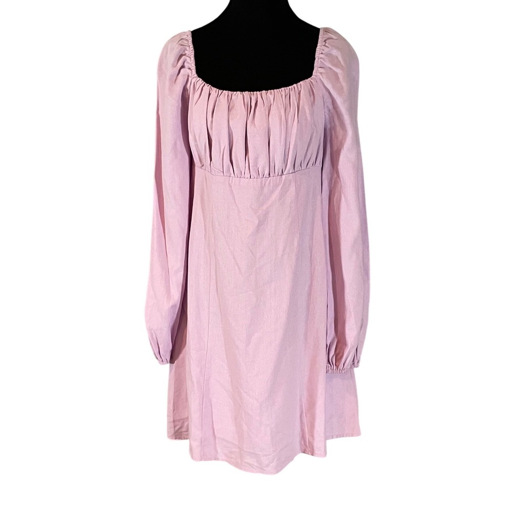 GB Lavender Purple Linen Blend Long Sleeve Smocked Back Mini Dress M
Fairycore